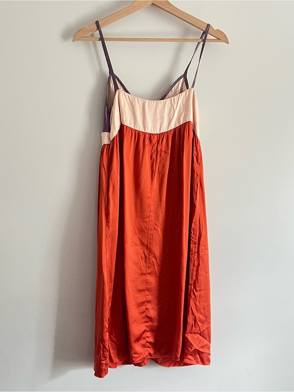 Velvet by Graham & Spencer Silk Orange Purple Colorblock Slip Dress Size Medium - Picture 6 of 10